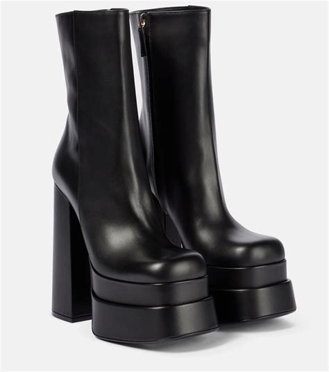 versace intrico leather ankle boots|versace knee high boots.